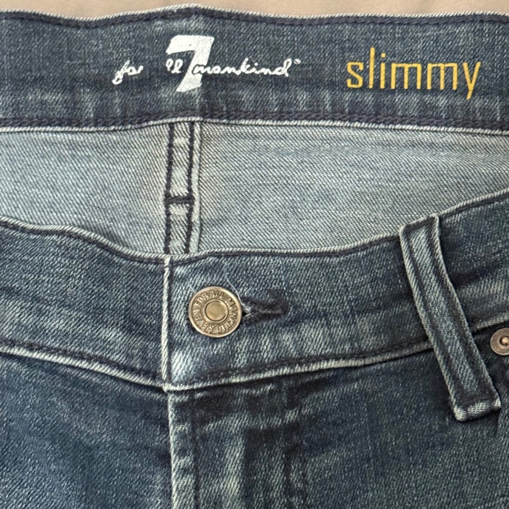 7 For All Mankind Slimmy Slim Fit Jeans Mens 34 Medium Wash Denim Stretch - Picture 3 of 8